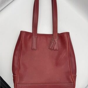Coach Vintage Red Leather Hampton Lunch Tote Bag 7776